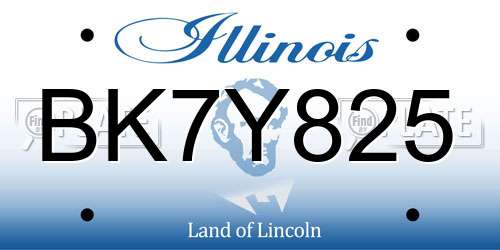 BK7Y825 Illinois License Plate