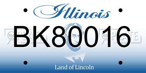 BK80016 Illinois License Plate