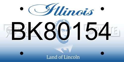 BK80154 Illinois License Plate