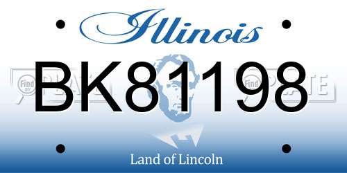 BK81198 Illinois License Plate