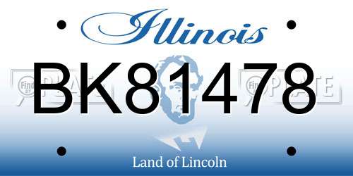 BK81478 Illinois License Plate