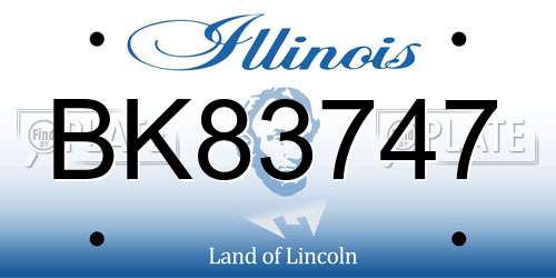 BK83747 Illinois License Plate