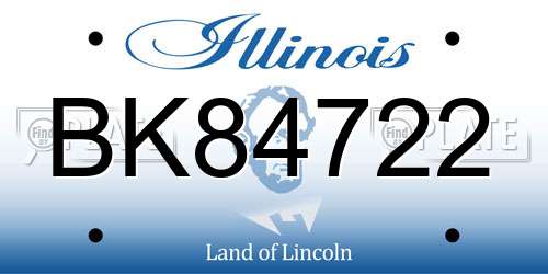 BK84722 Illinois License Plate