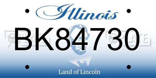 BK84730 Illinois License Plate