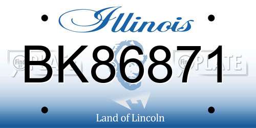 BK86871 Illinois License Plate