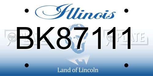 BK87111 Illinois License Plate