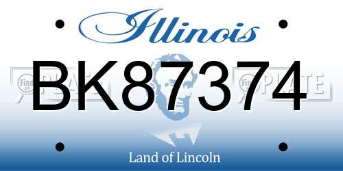 BK87374 Illinois License Plate