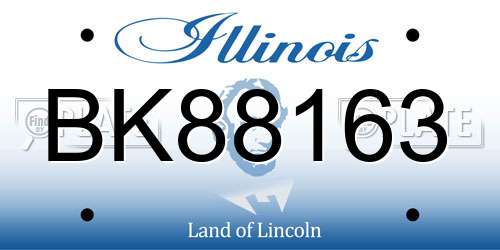 BK88163 Illinois License Plate