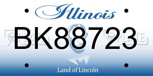 BK88723 Illinois License Plate