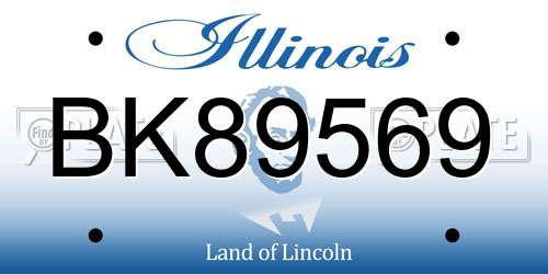 BK89569 Illinois License Plate