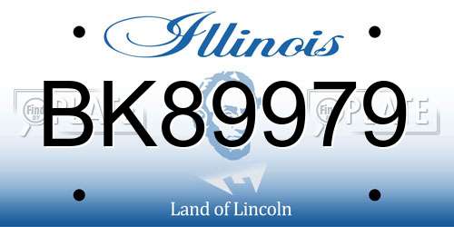 BK89979 Illinois License Plate