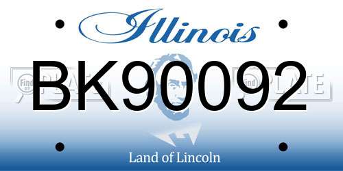 BK90092 Illinois License Plate