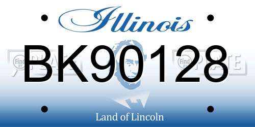 BK90128 Illinois License Plate