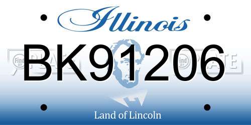 BK91206 Illinois License Plate