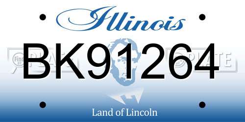 BK91264 Illinois License Plate