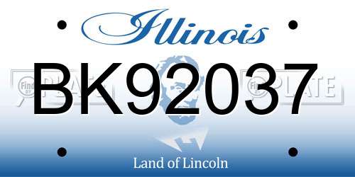 BK92037 Illinois License Plate