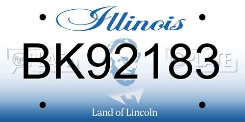 BK92183 Illinois License Plate