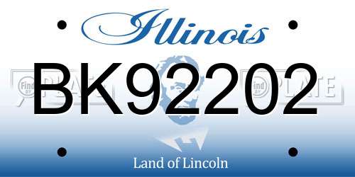 BK92202 Illinois License Plate