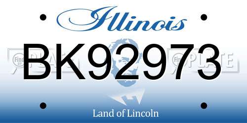 BK92973 Illinois License Plate