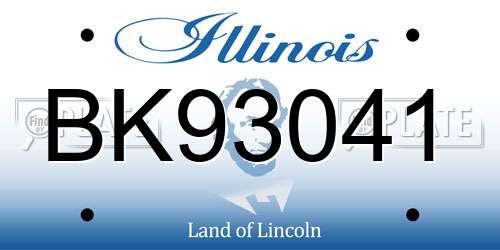BK93041 Illinois License Plate
