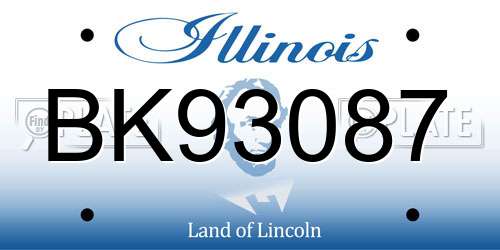BK93087 Illinois License Plate