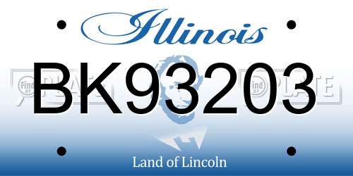 BK93203 Illinois License Plate