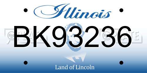 BK93236 Illinois License Plate