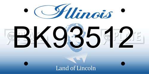 BK93512 Illinois License Plate