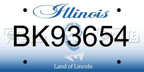 BK93654 Illinois License Plate