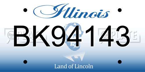 BK94143 Illinois License Plate