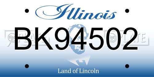 BK94502 Illinois License Plate