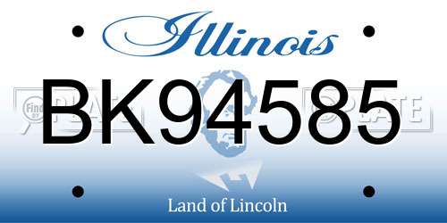 BK94585 Illinois License Plate