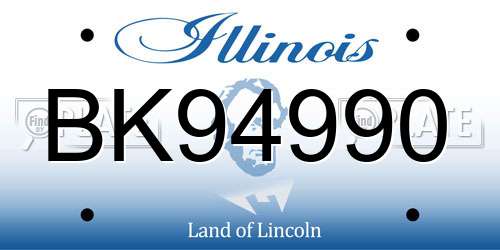 BK94990 Illinois License Plate