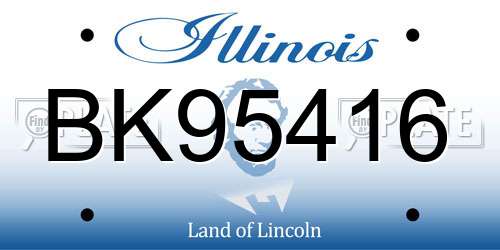 BK95416 Illinois License Plate