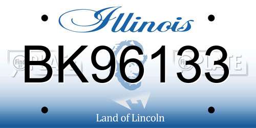 BK96133 Illinois License Plate