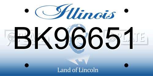 BK96651 Illinois License Plate