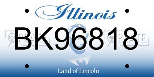 BK96818 Illinois License Plate