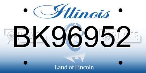 BK96952 Illinois License Plate