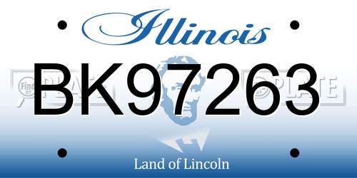BK97263 Illinois License Plate