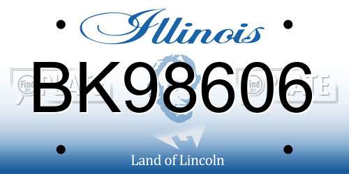 BK98606 Illinois License Plate