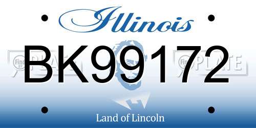 BK99172 Illinois License Plate