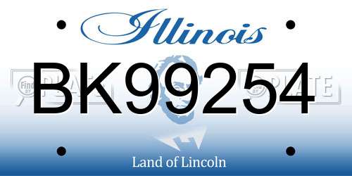 BK99254 Illinois License Plate