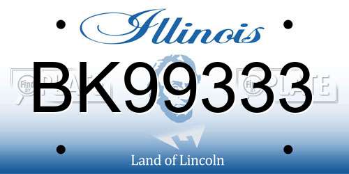 BK99333 Illinois License Plate