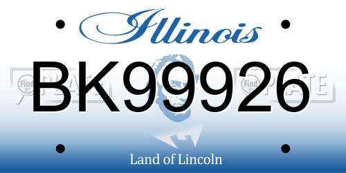 BK99926 Illinois License Plate
