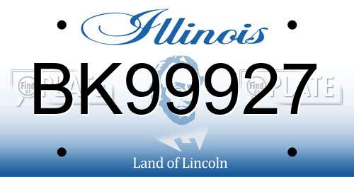 BK99927 Illinois License Plate
