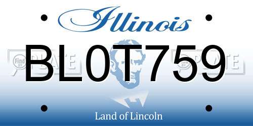 BL0T759 Illinois License Plate