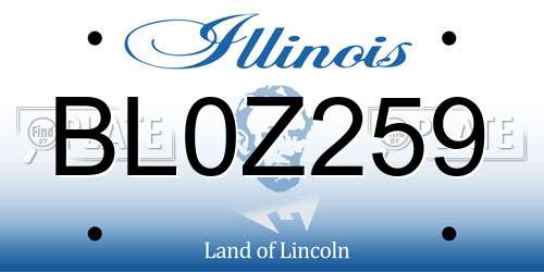 BL0Z259 Illinois License Plate