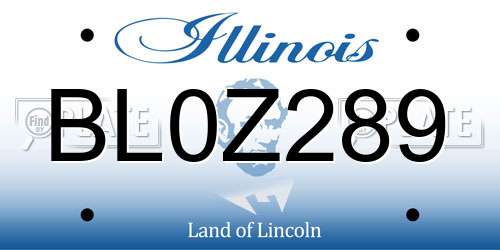 BL0Z289 Illinois License Plate