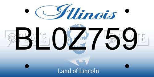 BL0Z759 Illinois License Plate