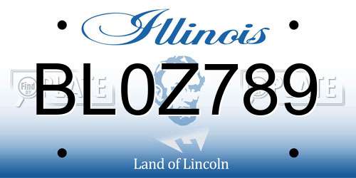 BL0Z789 Illinois License Plate